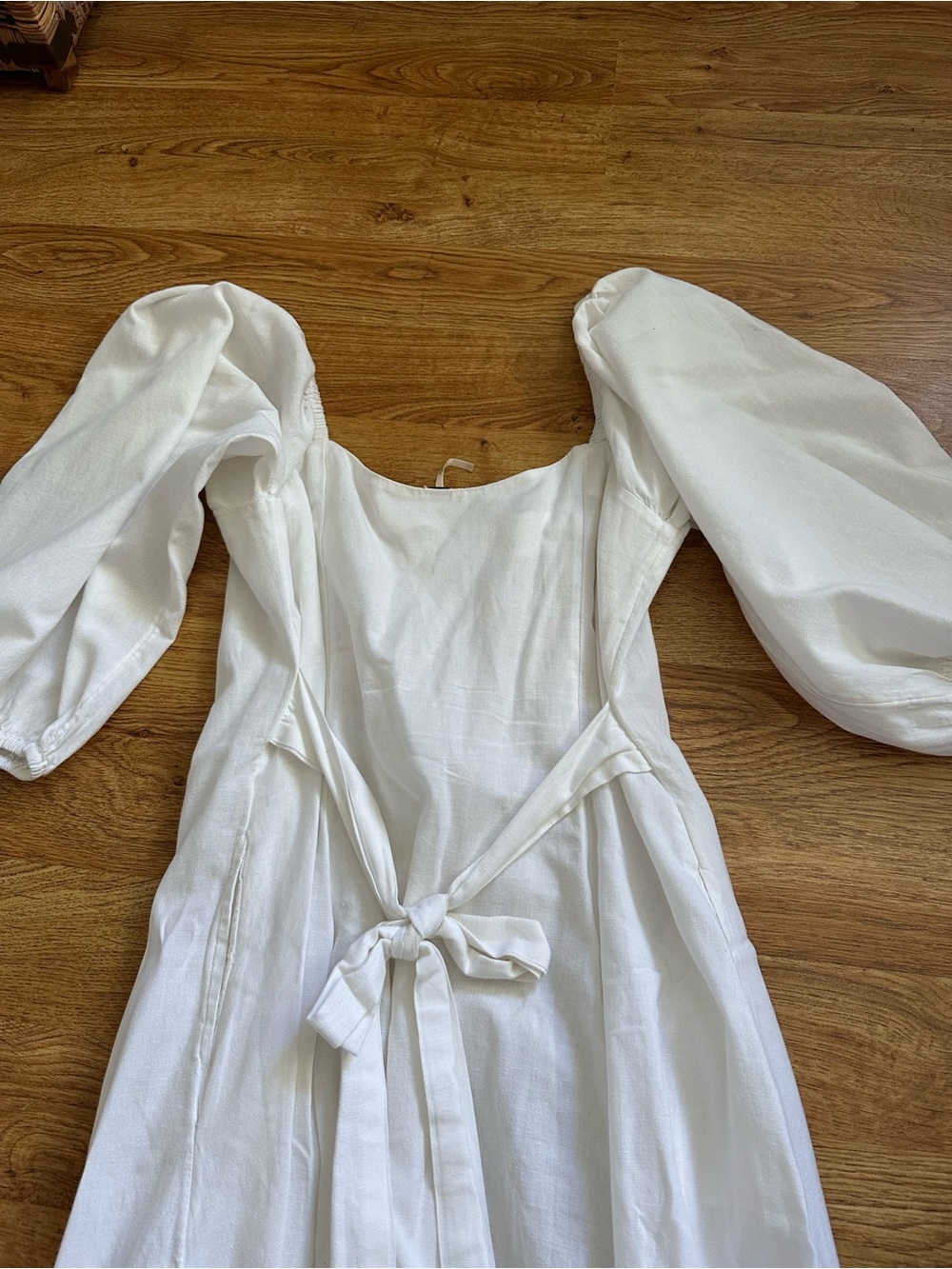 Free People White Button Front Dress M Cotton Linen - Picture 9 of 16